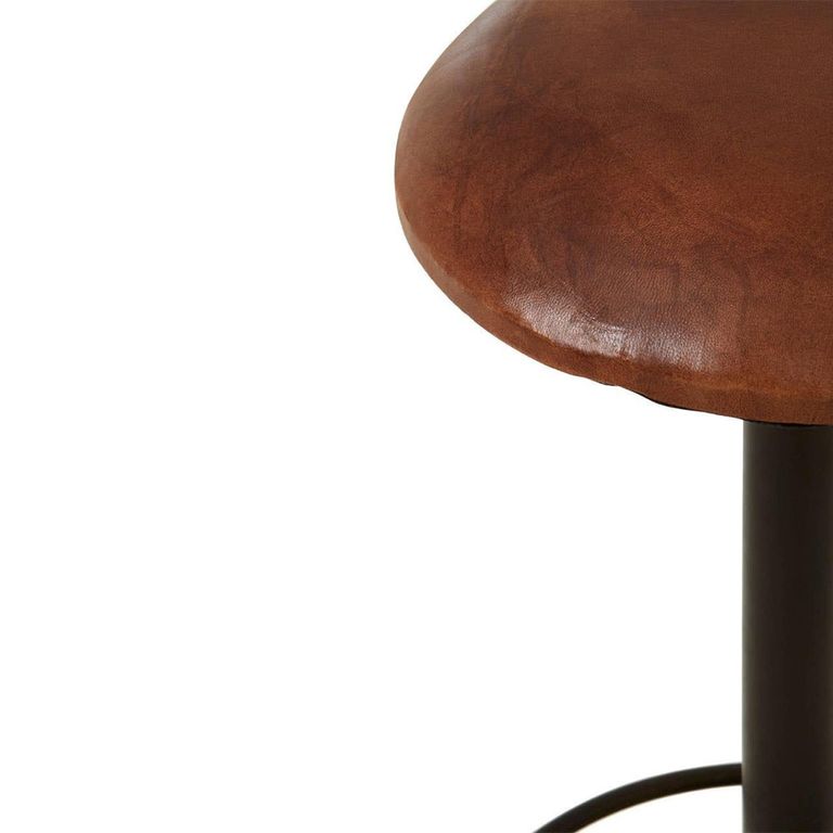 Buffalo Barstool - Set of 2 - Round - Brown - Leather