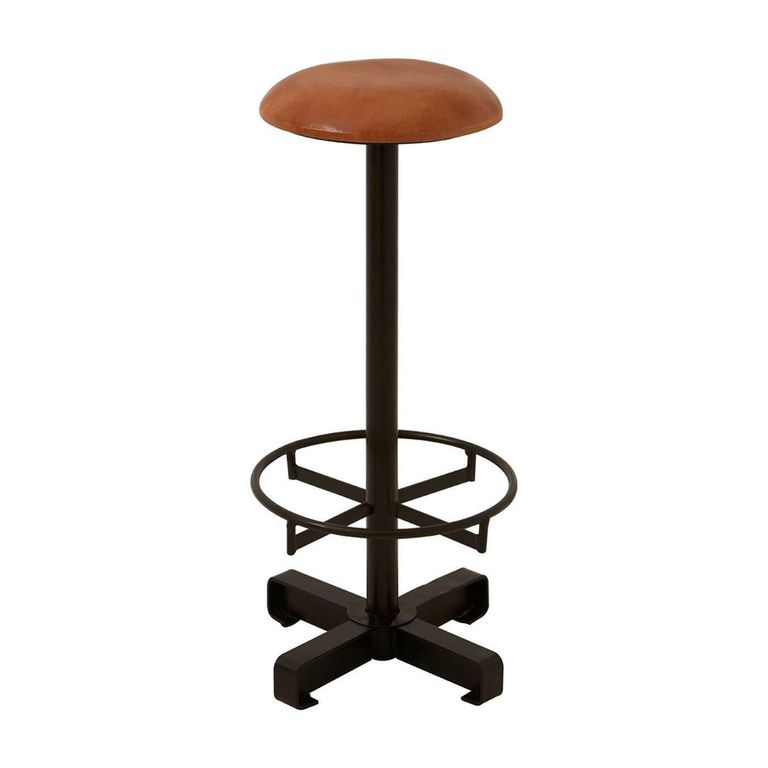 Buffalo Barstool - Set of 2 - Round - Light Brown - Leather