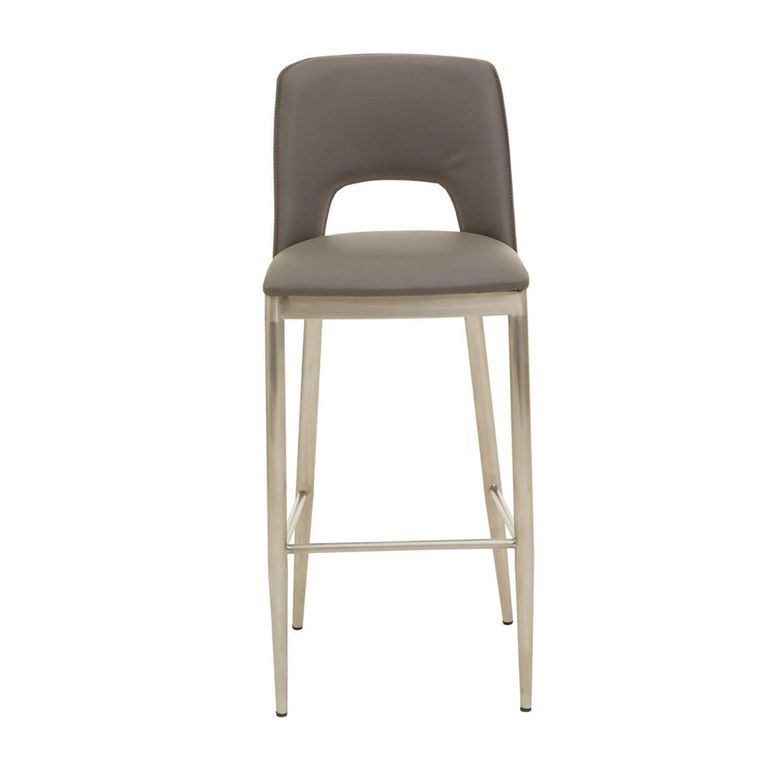 Gilden Bar Chair - Grey Faux Leather with Metal Legs