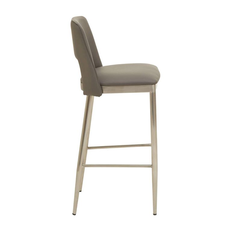 Gilden Bar Chair - Grey Faux Leather with Metal Legs