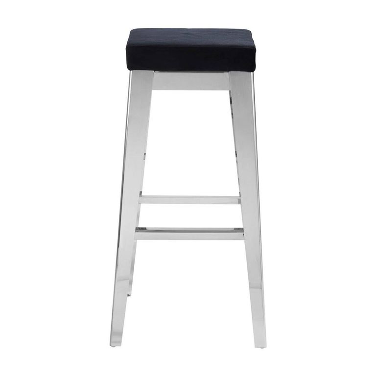 Horizon Barstool - Black Velvet Fabric with Silver Metal