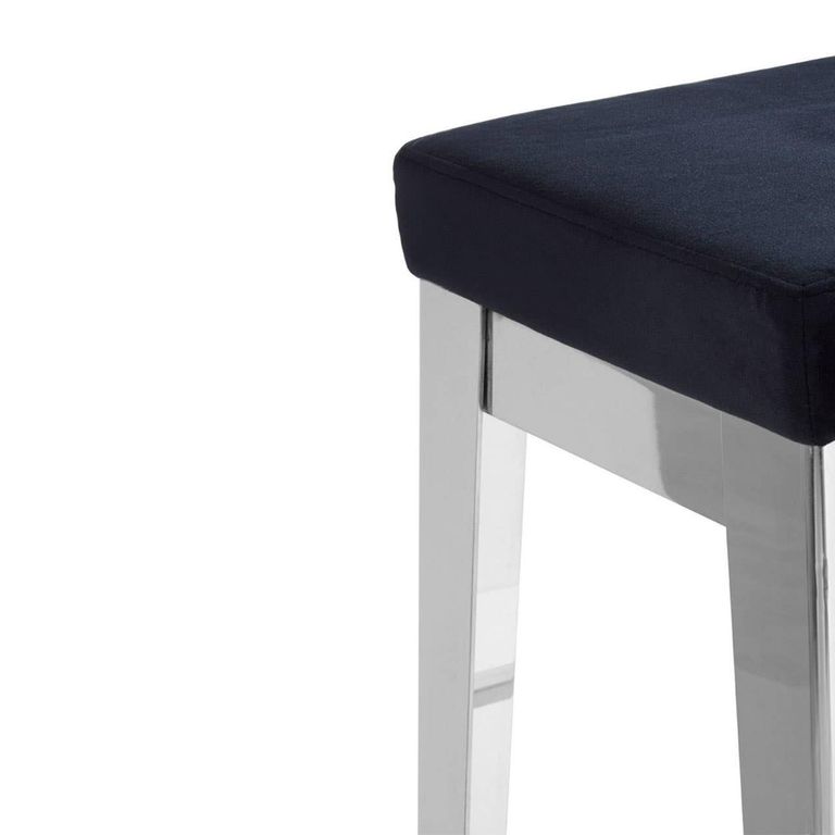 Horizon Barstool - Black Velvet Fabric with Silver Metal