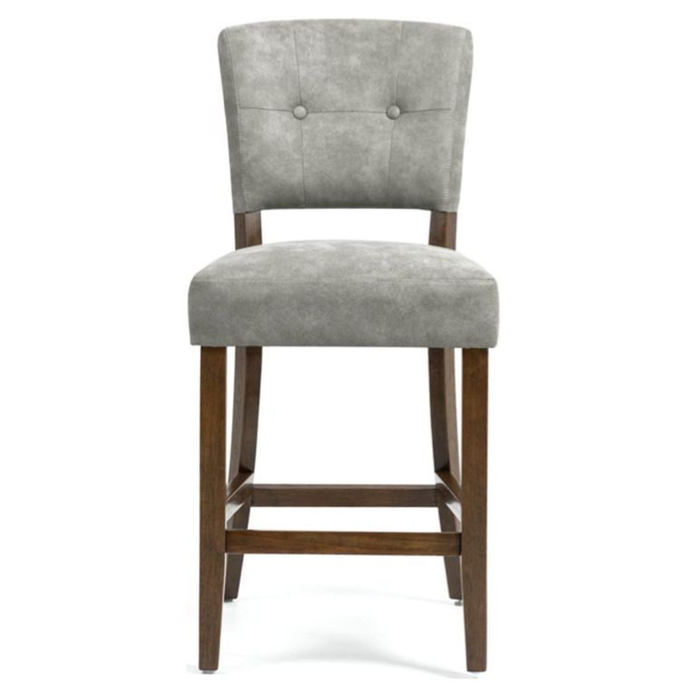 Oakridge Counter Stool - Set of 2 - Grey Bison Fabric - Dark Oak