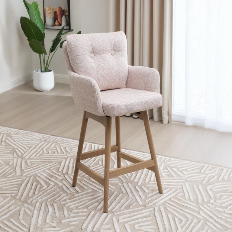 Cotswold Counter Stool - Set of 2 - Blush Pink - Fabric and Wood