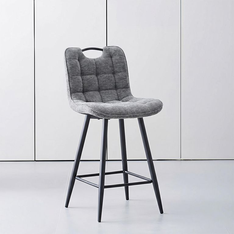 Symphony Counter Stool - Set of 2 - Dark Grey and Black - Fabric and Metal