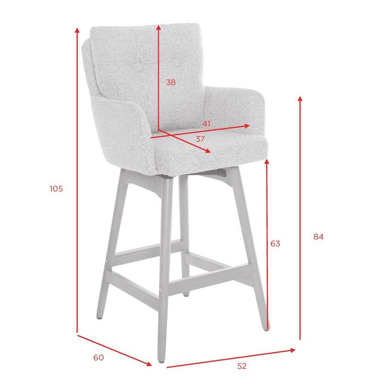 Cotswold Counter Stool - Set of 2 - Grey - Fabric and Wood