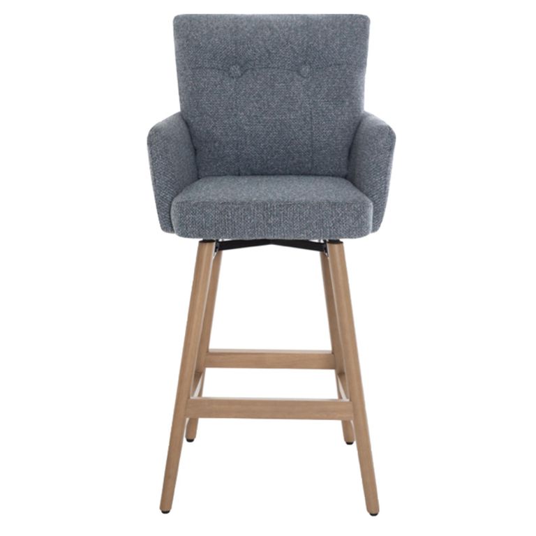 Cotswold Counter Stool - Set of 2 - Storm Teal - Fabric and Wood
