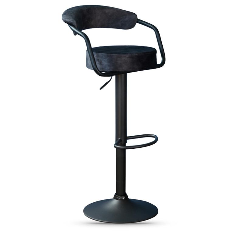 Hanna Barstool - Set of 2 - Adjustable Gas Lift - Charcoal and Black - Fabric and Metal