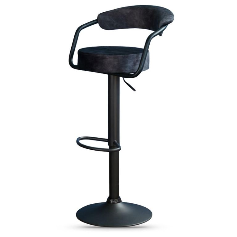 Hanna Barstool - Set of 2 - Adjustable Gas Lift - Charcoal and Black - Fabric and Metal