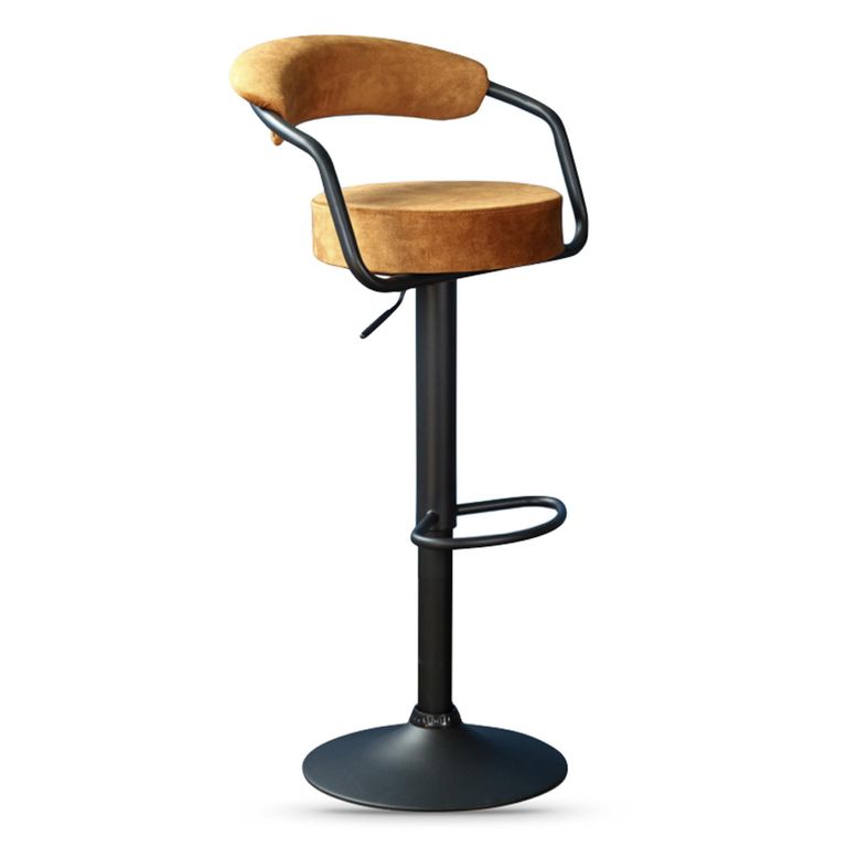 Hanna Barstool - Set of 2 - Adjustable Gas Lift - Rust and Black - Fabric and Metal