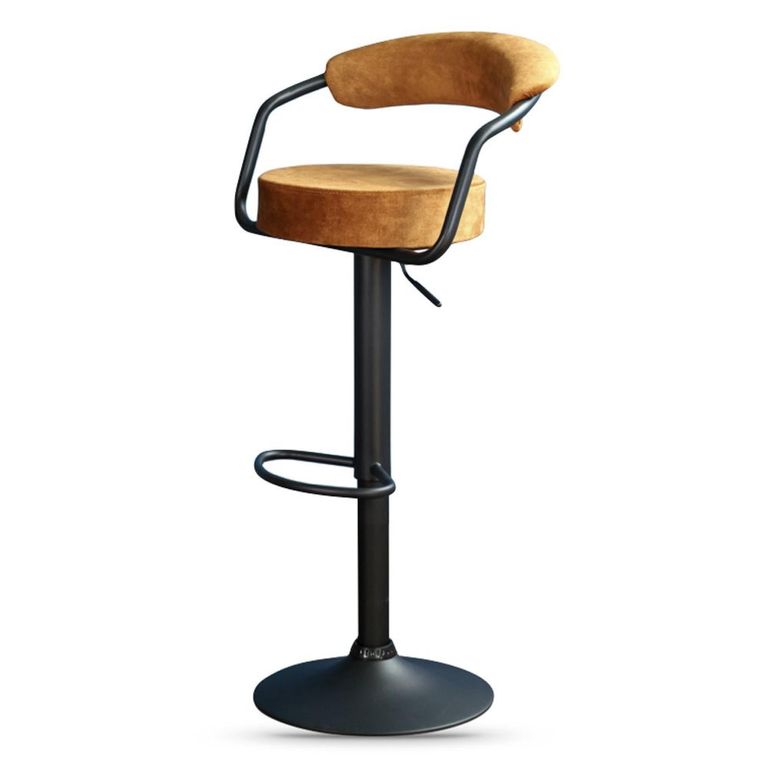 Hanna Barstool - Set of 2 - Adjustable Gas Lift - Rust and Black - Fabric and Metal
