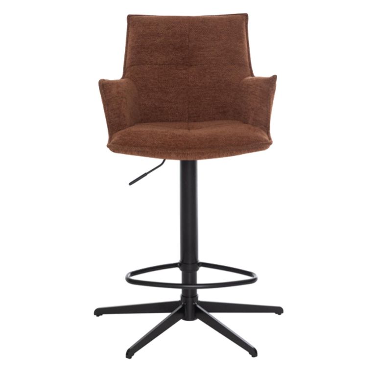 Jacob Barstool - Set of 2 - Adjustable Gas Lift - Tan and Black - Fabric and Metal