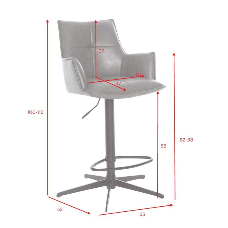 Jacob Barstool - Set of 2 - Adjustable Gas Lift - Tan and Black - Fabric and Metal