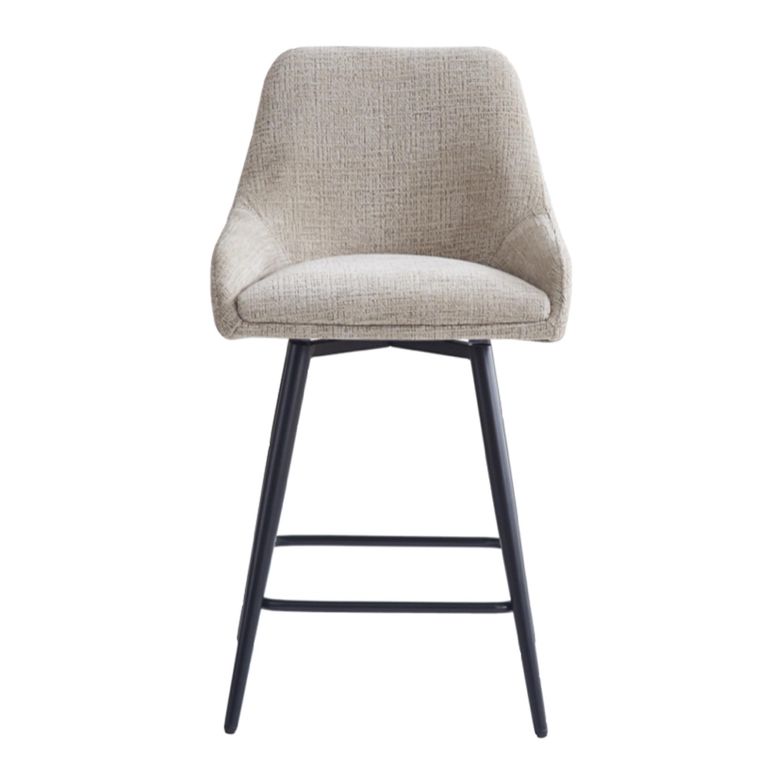 Oscar Counter Stool - Set of 2 - Biscuit and Black - Fabric and Metal