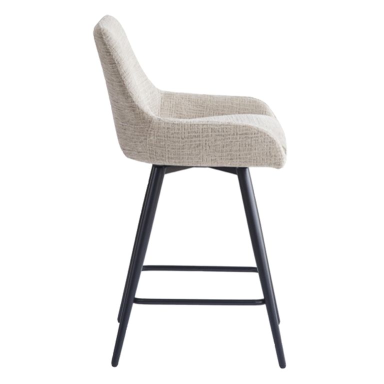 Oscar Counter Stool - Set of 2 - Biscuit and Black - Fabric and Metal
