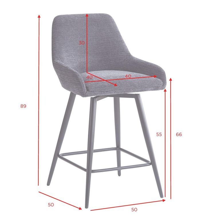 Oscar Counter Stool - Set of 2 - Biscuit and Black - Fabric and Metal