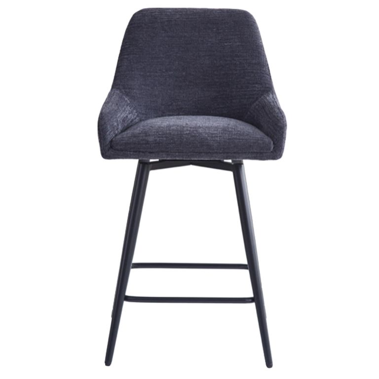 Oscar Counter Stool - Set of 2 - Graphite and Black - Fabric and Metal