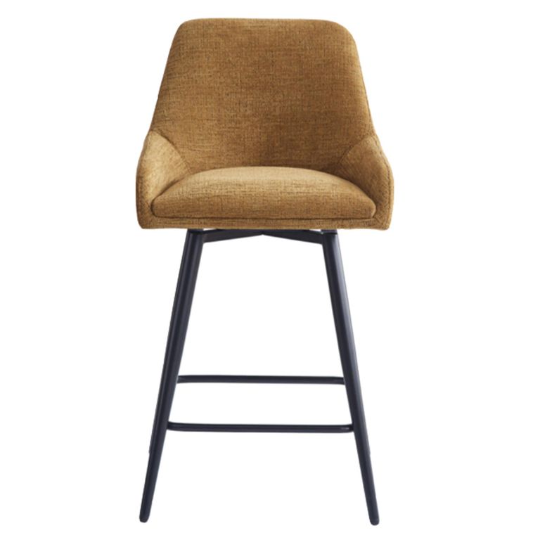 Oscar Counter Stool - Set of 2 - Mustard and Black - Fabric and Metal
