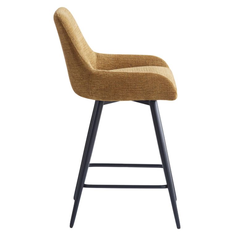 Oscar Counter Stool - Set of 2 - Mustard and Black - Fabric and Metal