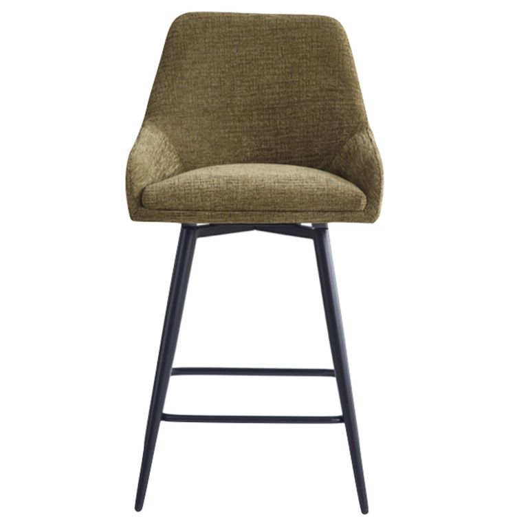 Oscar Counter Stool - Set of 2 - Olive Green and Black - Fabric and Metal
