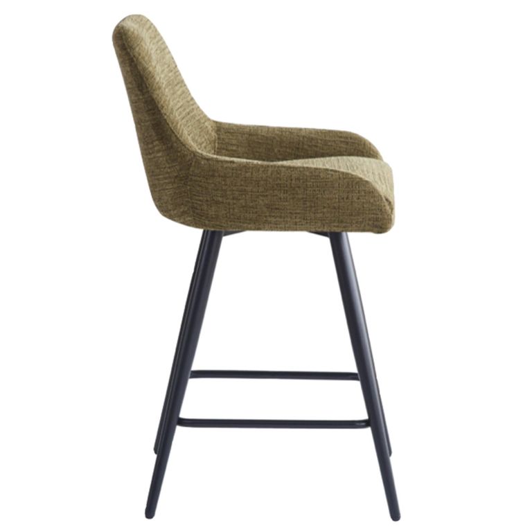 Oscar Counter Stool - Set of 2 - Olive Green and Black - Fabric and Metal
