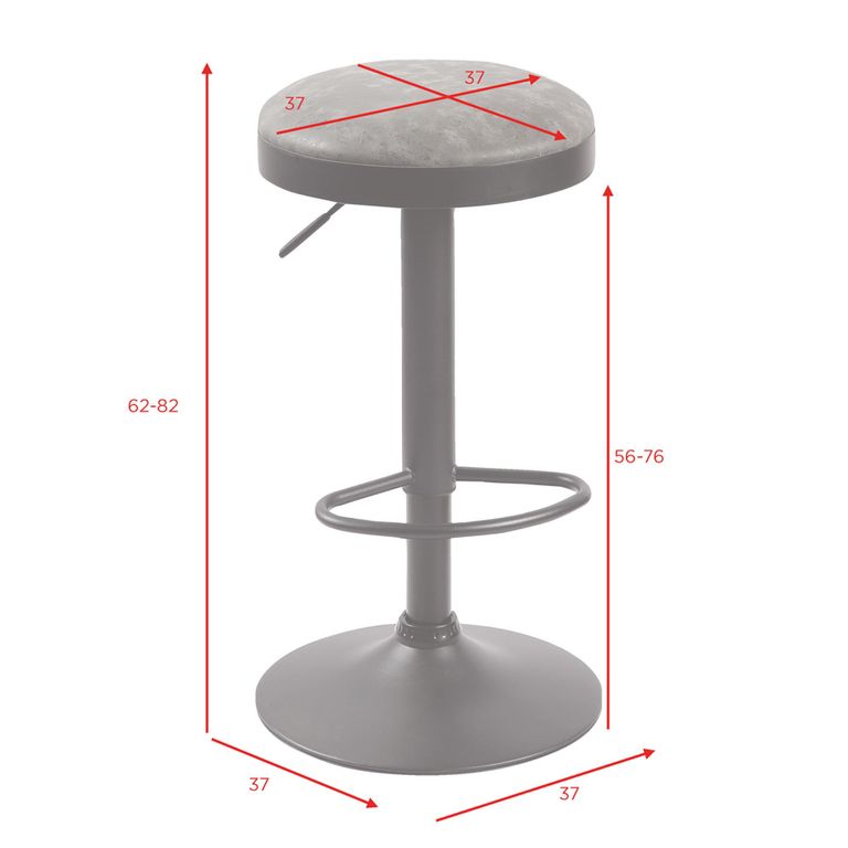 Remi Barstool - Set of 2 - Adjustable Gas Lift - Round - Olive and Black - Fabric and Metal