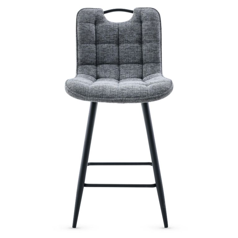 Symphony Counter Stool - Set of 2 - Dark Grey and Black - Fabric and Metal