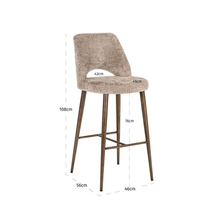 Delphine Barstool - Lovely Nature and Gold - Fabric and Metal