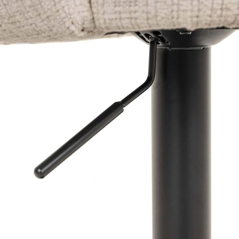 Nikki Swivel Barstool - Curved Back - Adjustable Height - Beige and Black - Fabric and Metal
