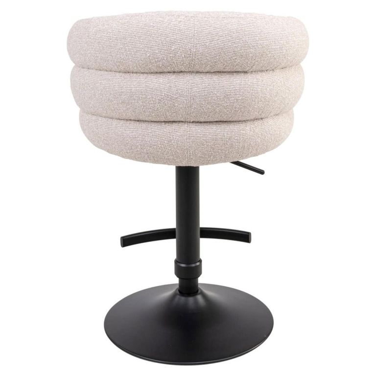 Nikki Swivel Barstool - Curved Back - Adjustable Height - Biscotti and Black - Fabric and Metal
