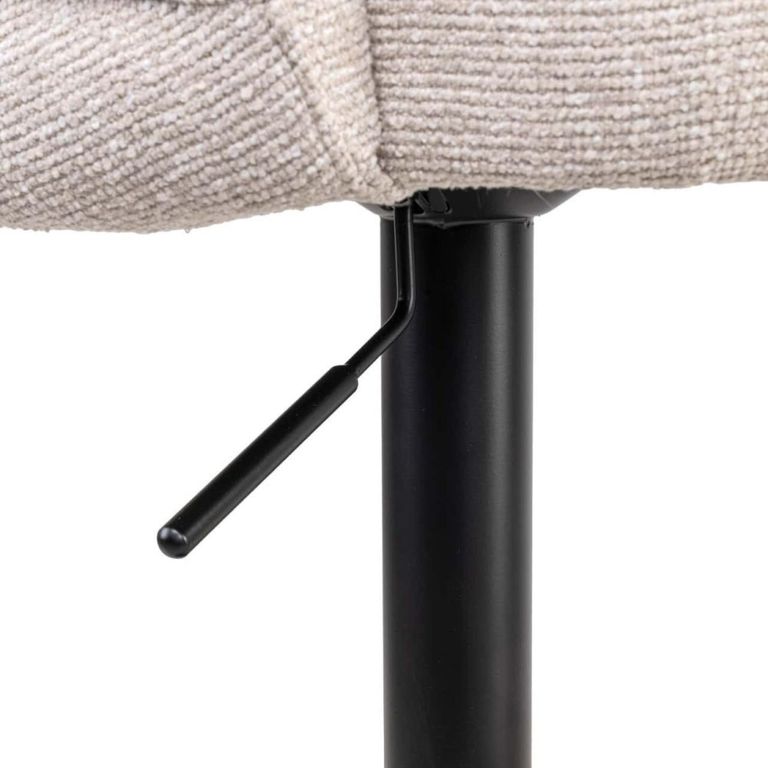Nikki Swivel Barstool - Curved Back - Adjustable Height - Biscotti and Black - Fabric and Metal