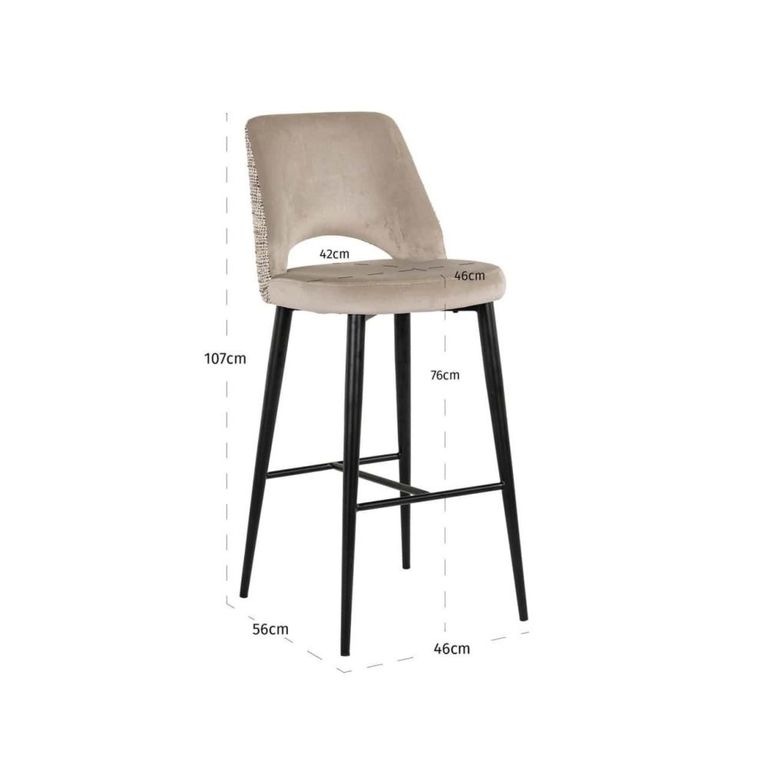 Tabitha Barstool - Trendy Nature and Black - Fabric and Metal