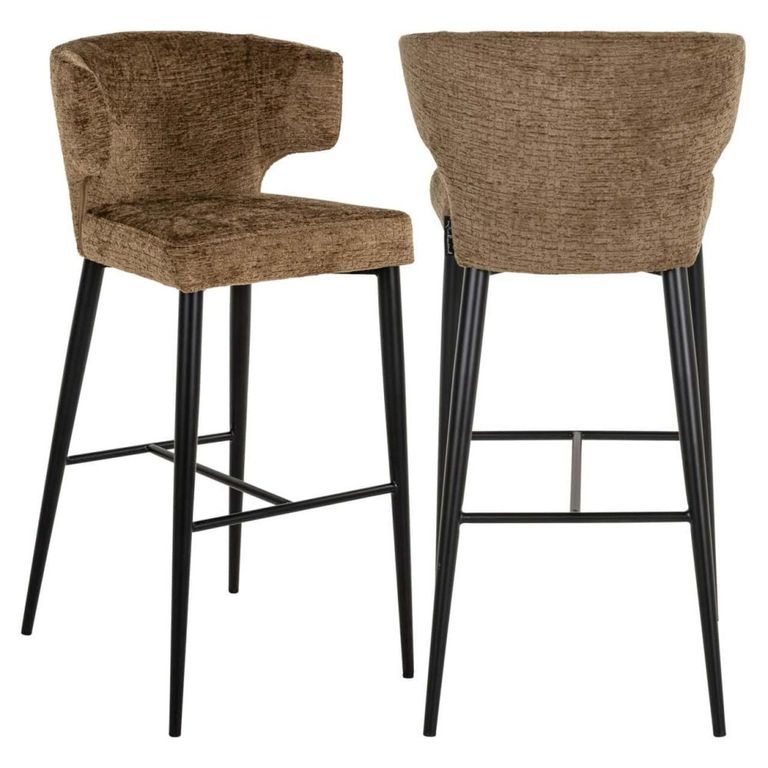 Taylor Barstool - Brandy Fusion and Black - Fabric and Metal