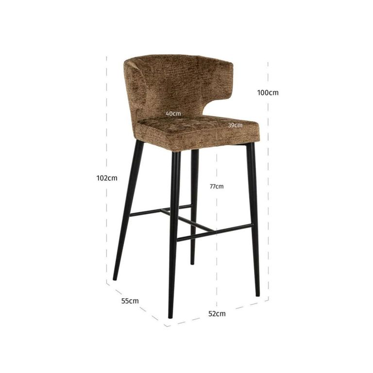 Taylor Barstool - Brandy Fusion and Black - Fabric and Metal
