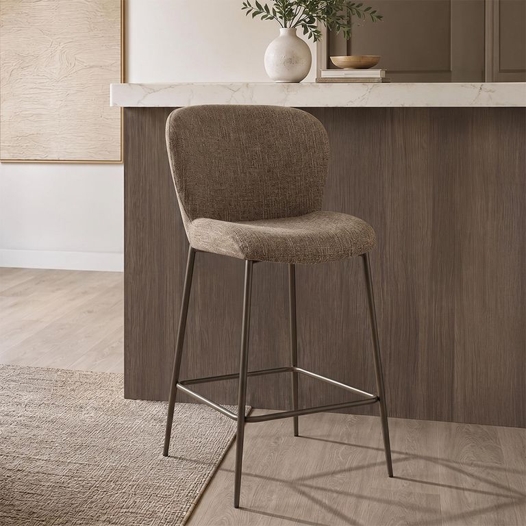 Odarby Counter Stool - Brown Tweed - Fabric and Metal