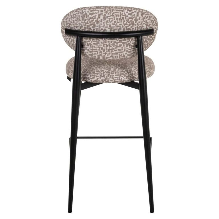 Dantes Counter Stool - Curved Back - Natural Geo and Black - Fabric and Metal