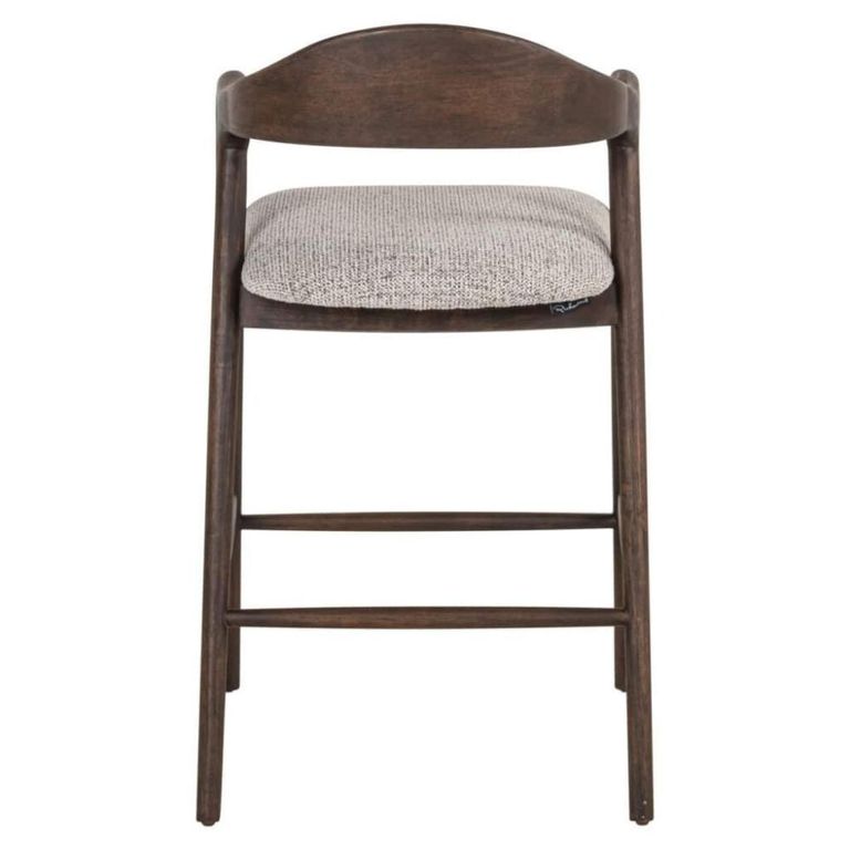 Mihara Counter Stool - Curved Back - Mocca Fancy - Fabric and Rubberwood