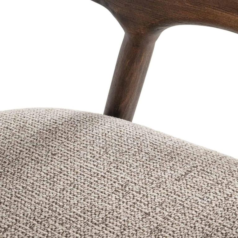 Mihara Counter Stool - Curved Back - Mocca Fancy - Fabric and Rubberwood