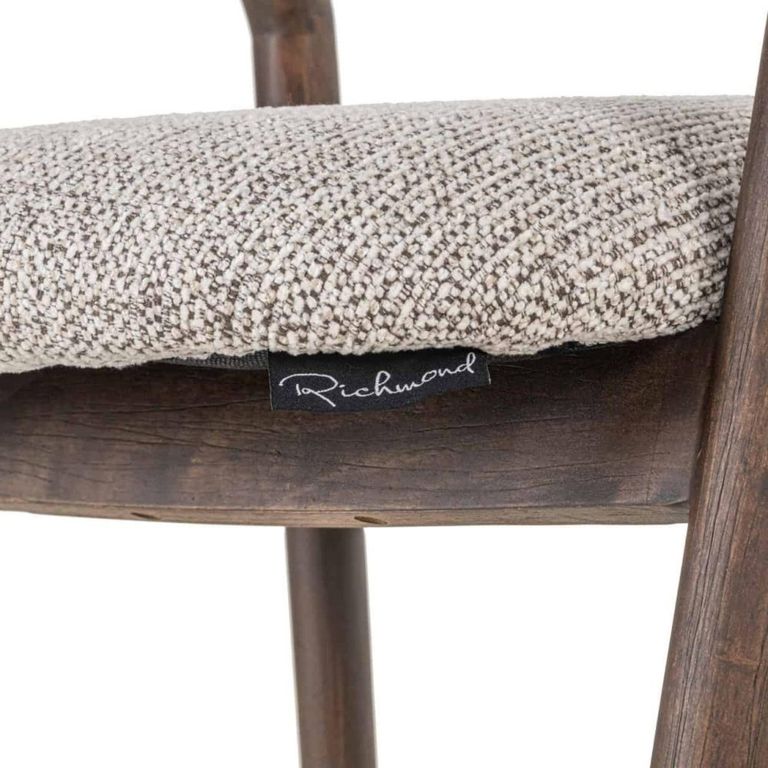 Mihara Counter Stool - Curved Back - Mocca Fancy - Fabric and Rubberwood