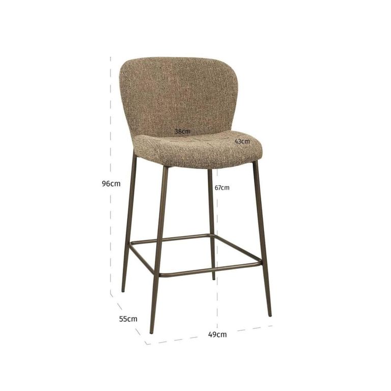 Odarby Counter Stool - Brown Tweed - Fabric and Metal