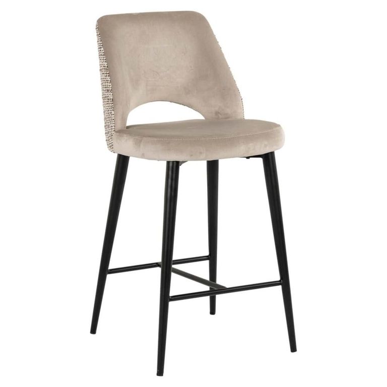 Tabitha Counter Stool - Trendy Nature and Black - Fabric and Metal