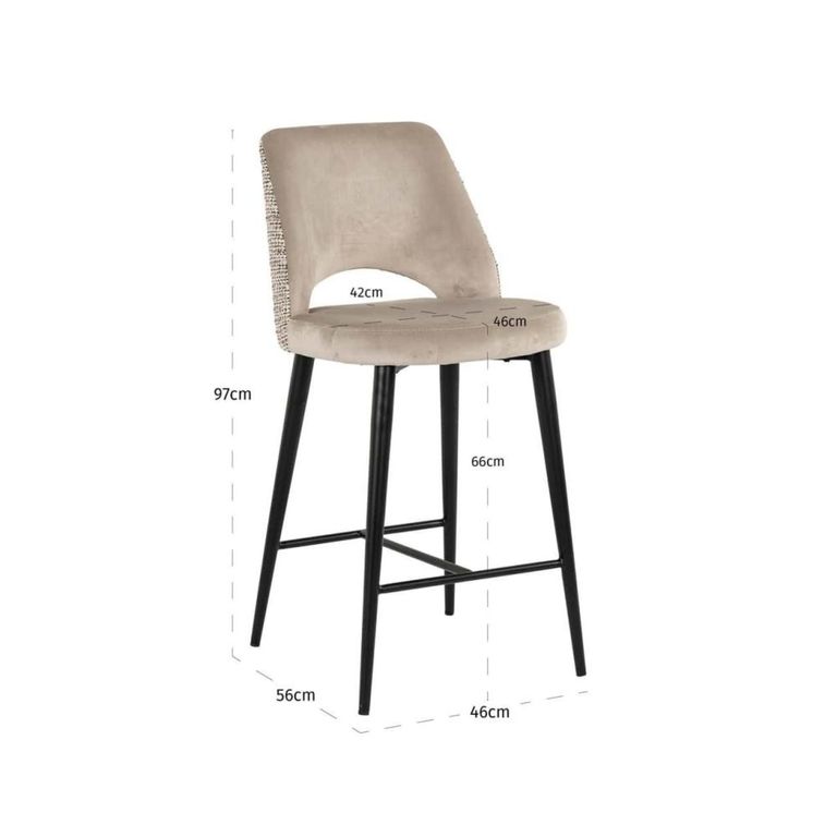 Tabitha Counter Stool - Trendy Nature and Black - Fabric and Metal