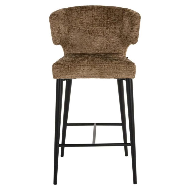 Taylor Counter Stool - Curved Back - Brandy and Black - Fabric and Metal