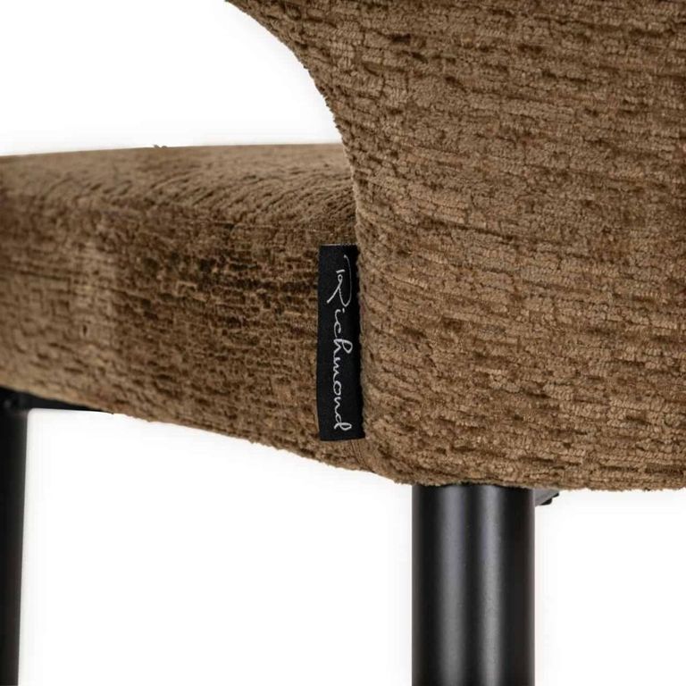 Taylor Counter Stool - Curved Back - Brandy and Black - Fabric and Metal