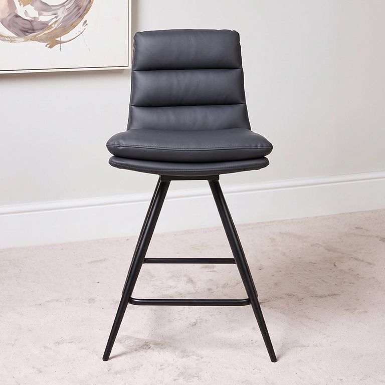 Nobo Swivel Counter Stool - Set of 2 - Black - Faux Leather
