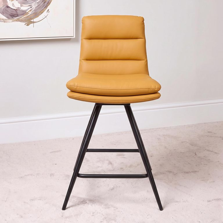 Nobo Swivel Counter Stool - Set of 2 - Ochre - Faux Leather