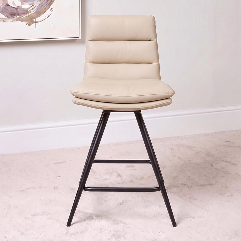 Nobo Swivel Counter Stool - Set of 2 - Taupe - Faux Leather