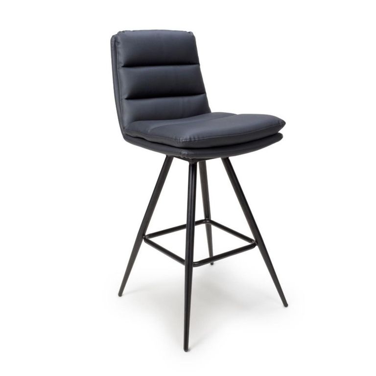 Nobo Swivel Bar Stool - Set of 2 - Black - Faux Leather