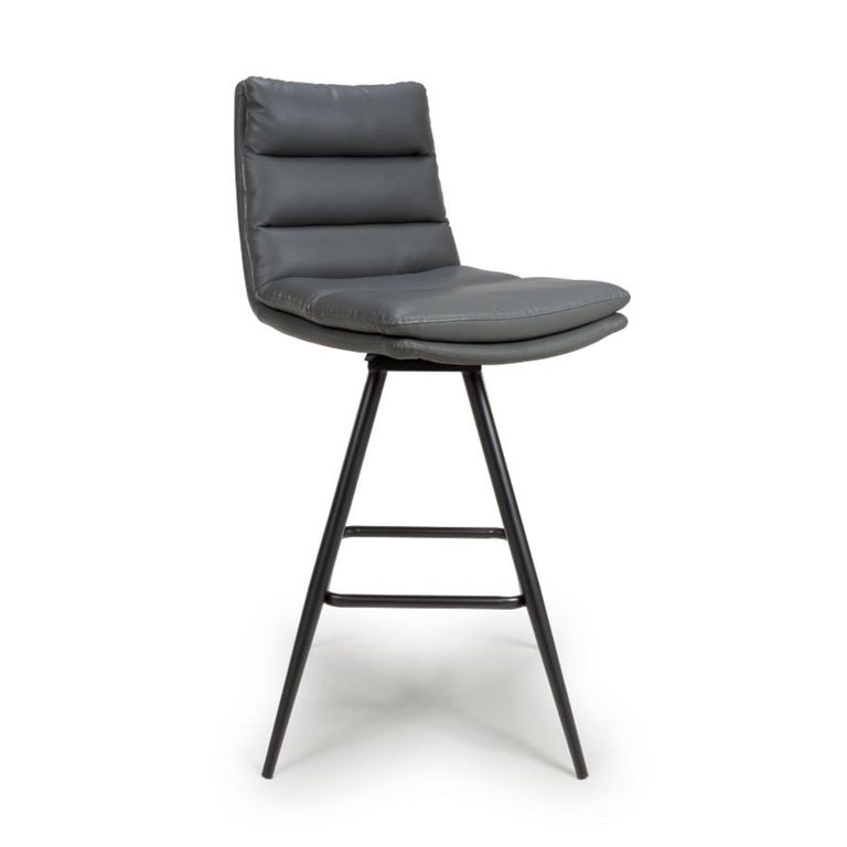 Nobo Swivel Bar Stool - Set of 2 - Grey - Faux Leather