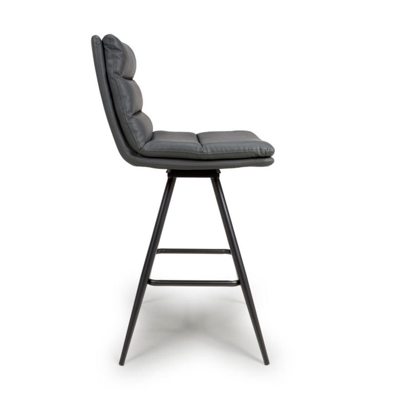 Nobo Swivel Bar Stool - Set of 2 - Grey - Faux Leather